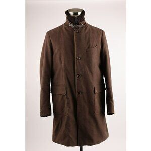 $1,790 Moncler Down Padded Suede Feel Cotton Coat SZ 4/XL Brown MINT